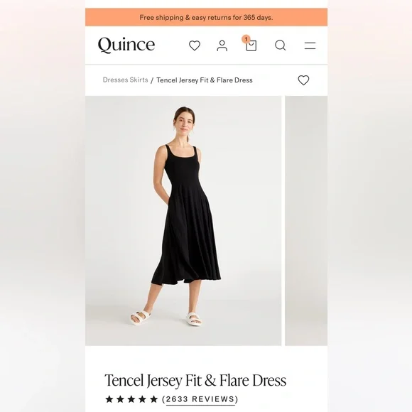 Quince Black Midi Tencel Dress - Picture 1 of 5